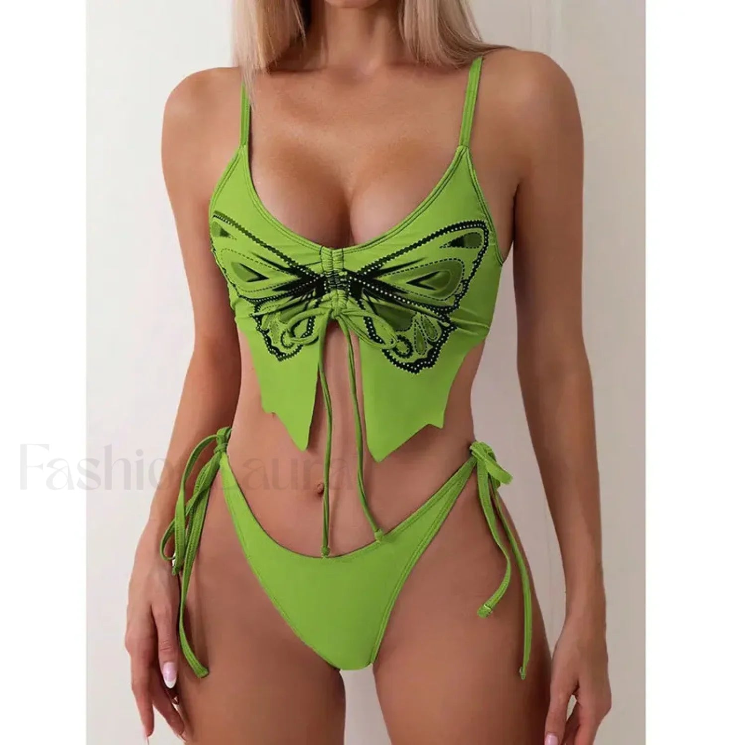 Print Tied High Cut Push Up Bikini Set