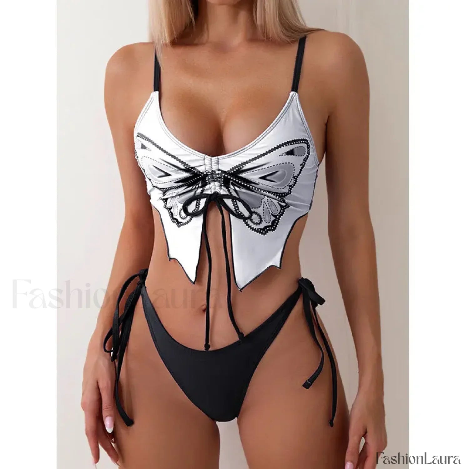 Print Tied High Cut Push Up Bikini Set