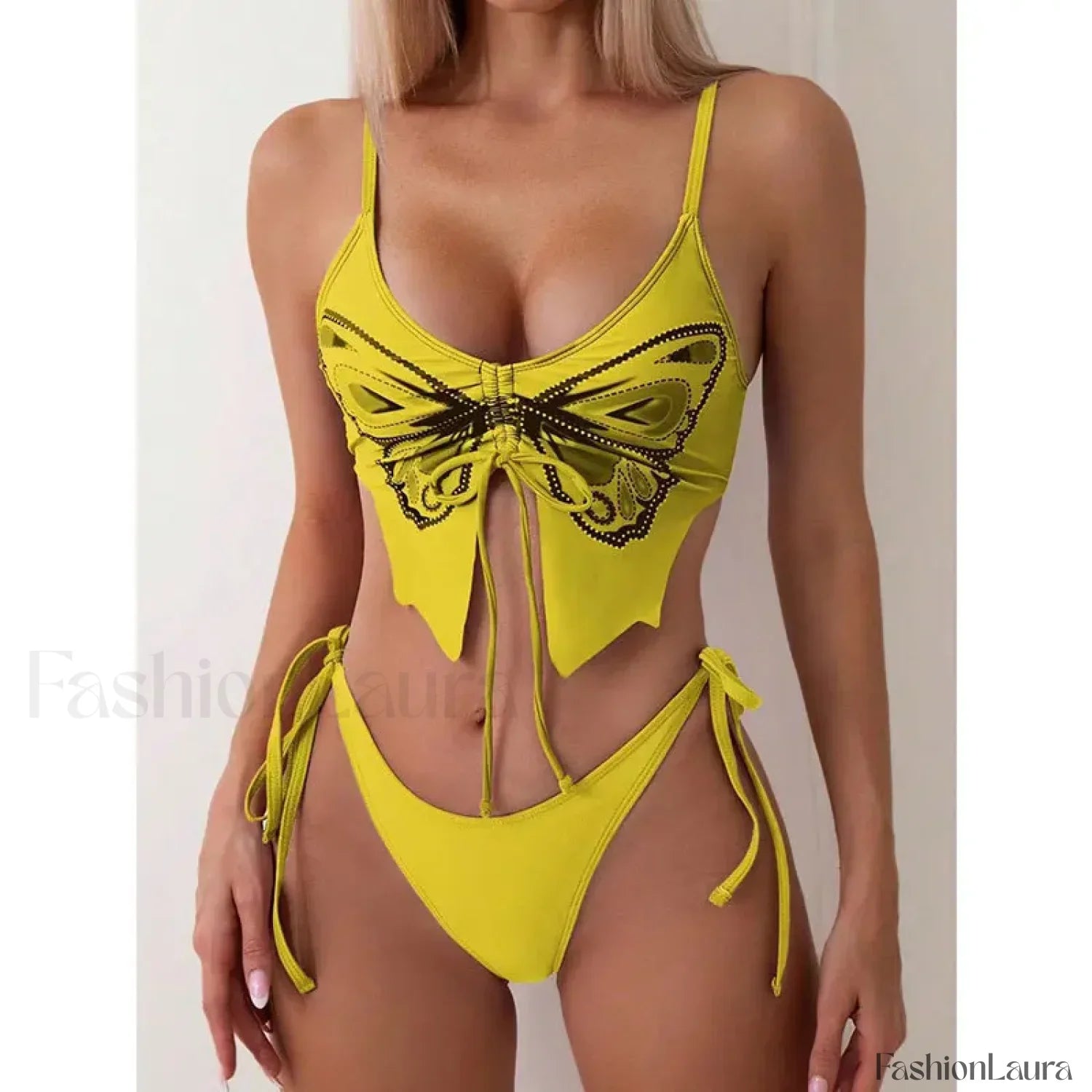 Print Tied High Cut Push Up Bikini Set