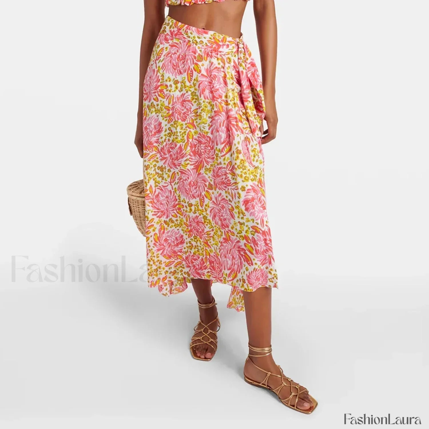 Printed Asymmetric Straight Skirt