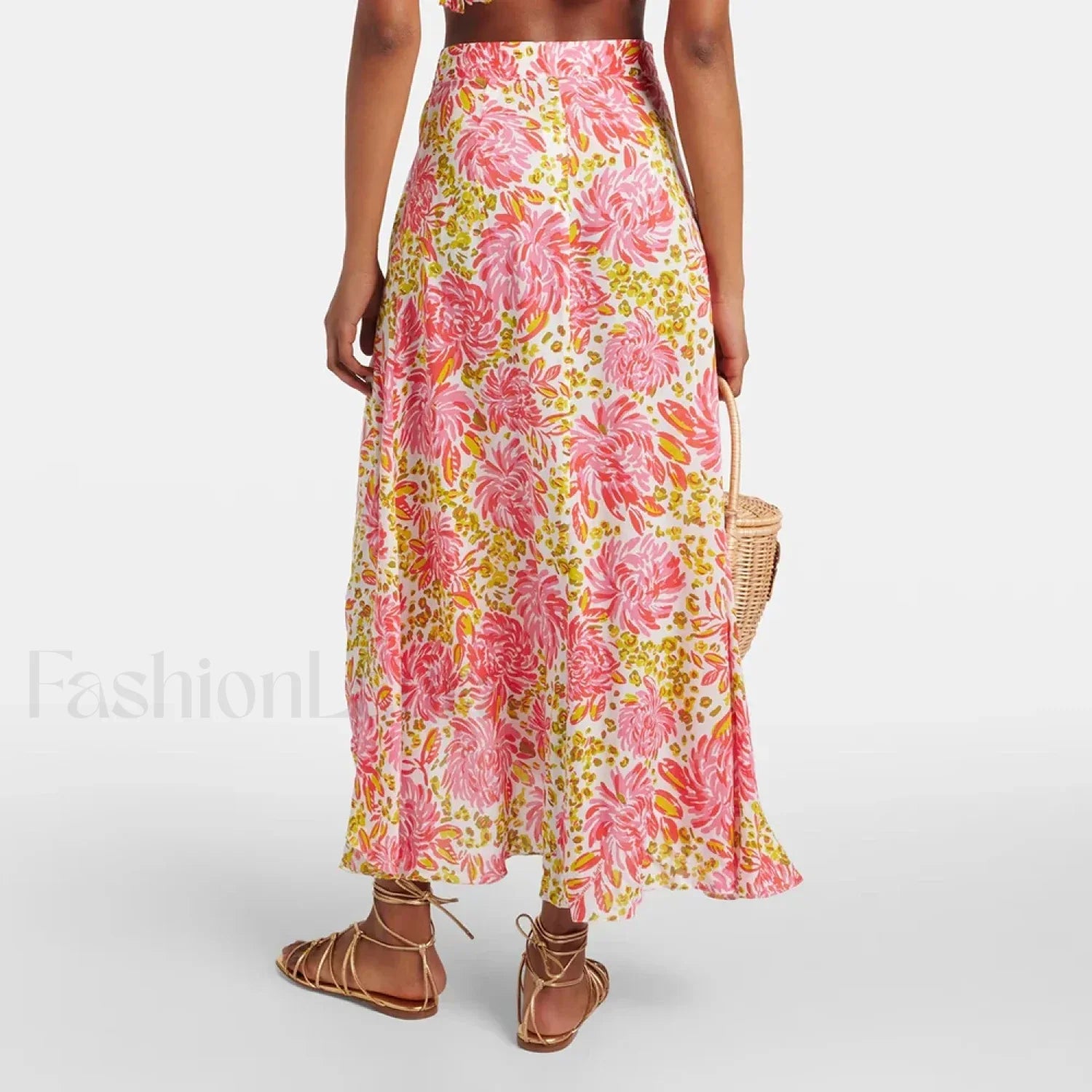 Printed Asymmetric Tie Waist Skirt