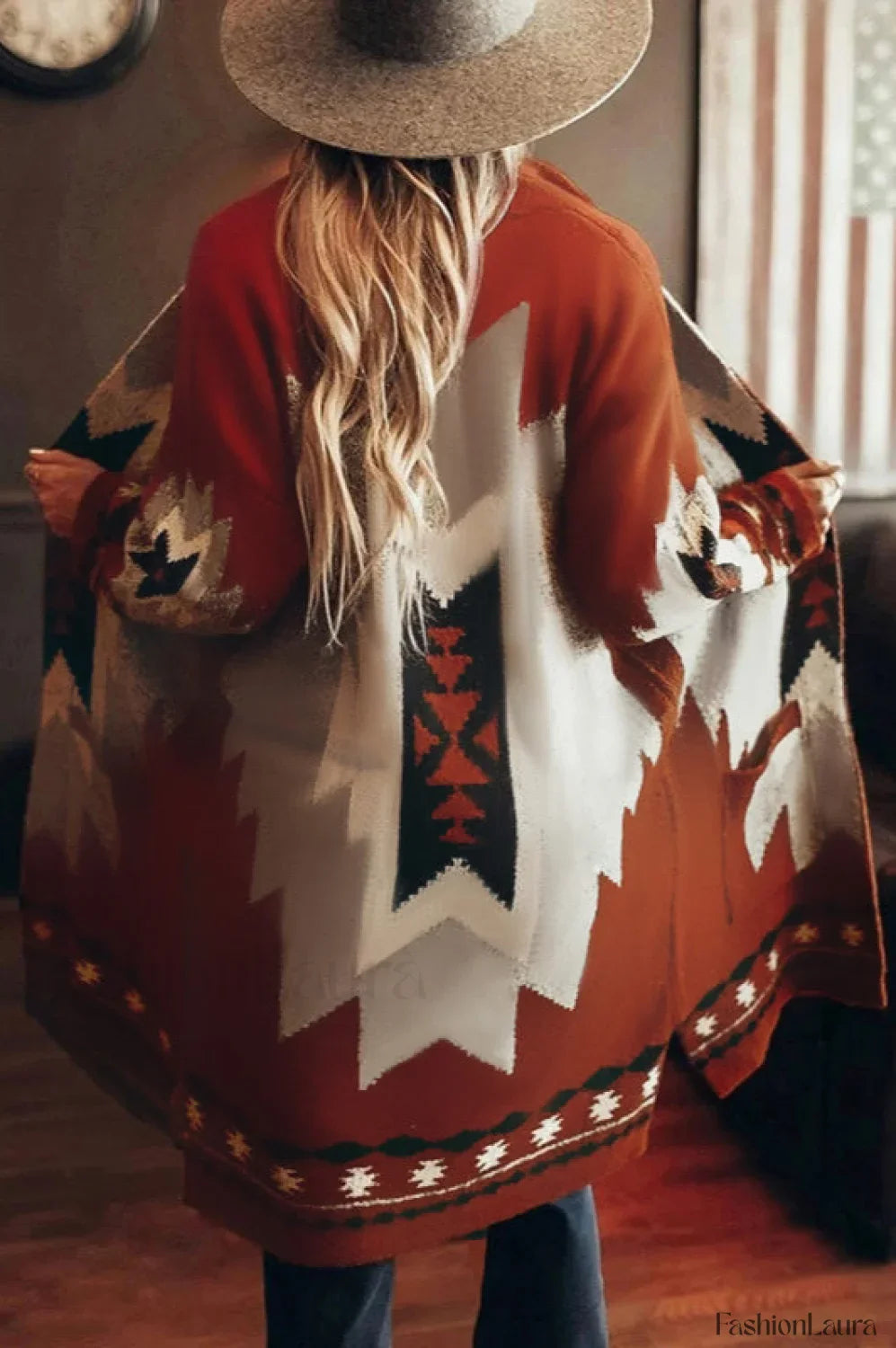 Printed Long Sleeve Wool Sweater