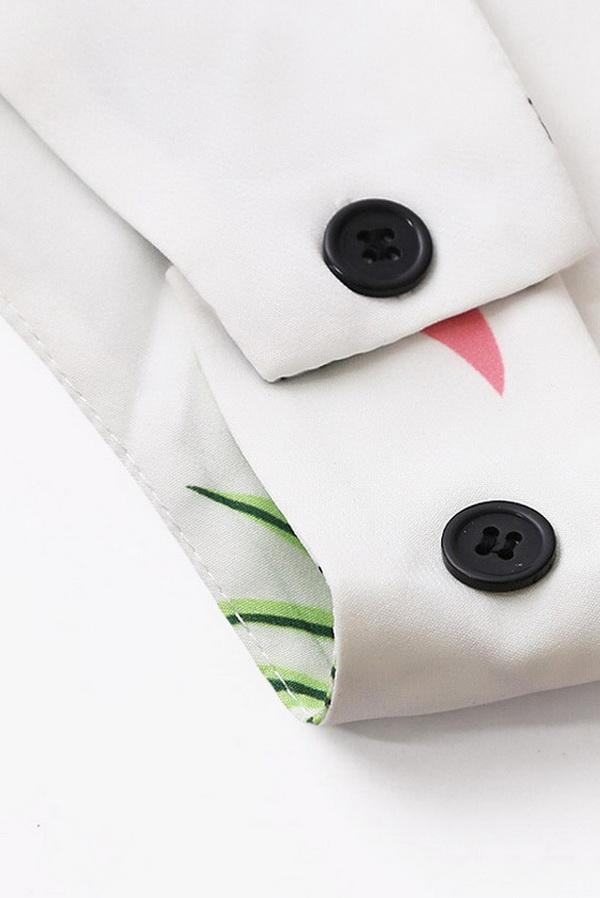 Printed Round Collar Sleeveless Pocket Dress