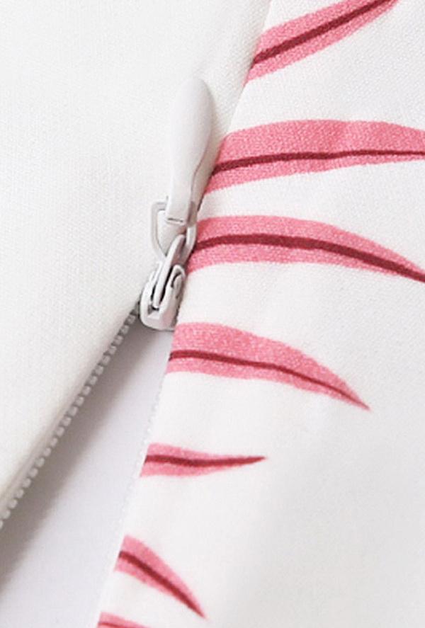 Printed Round Collar Sleeveless Pocket Dress