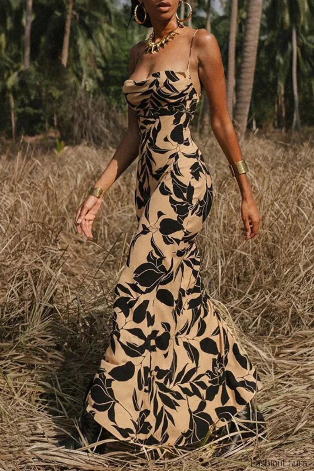 Printed Sexy Halter Strappy Spice Girl Floral Dress