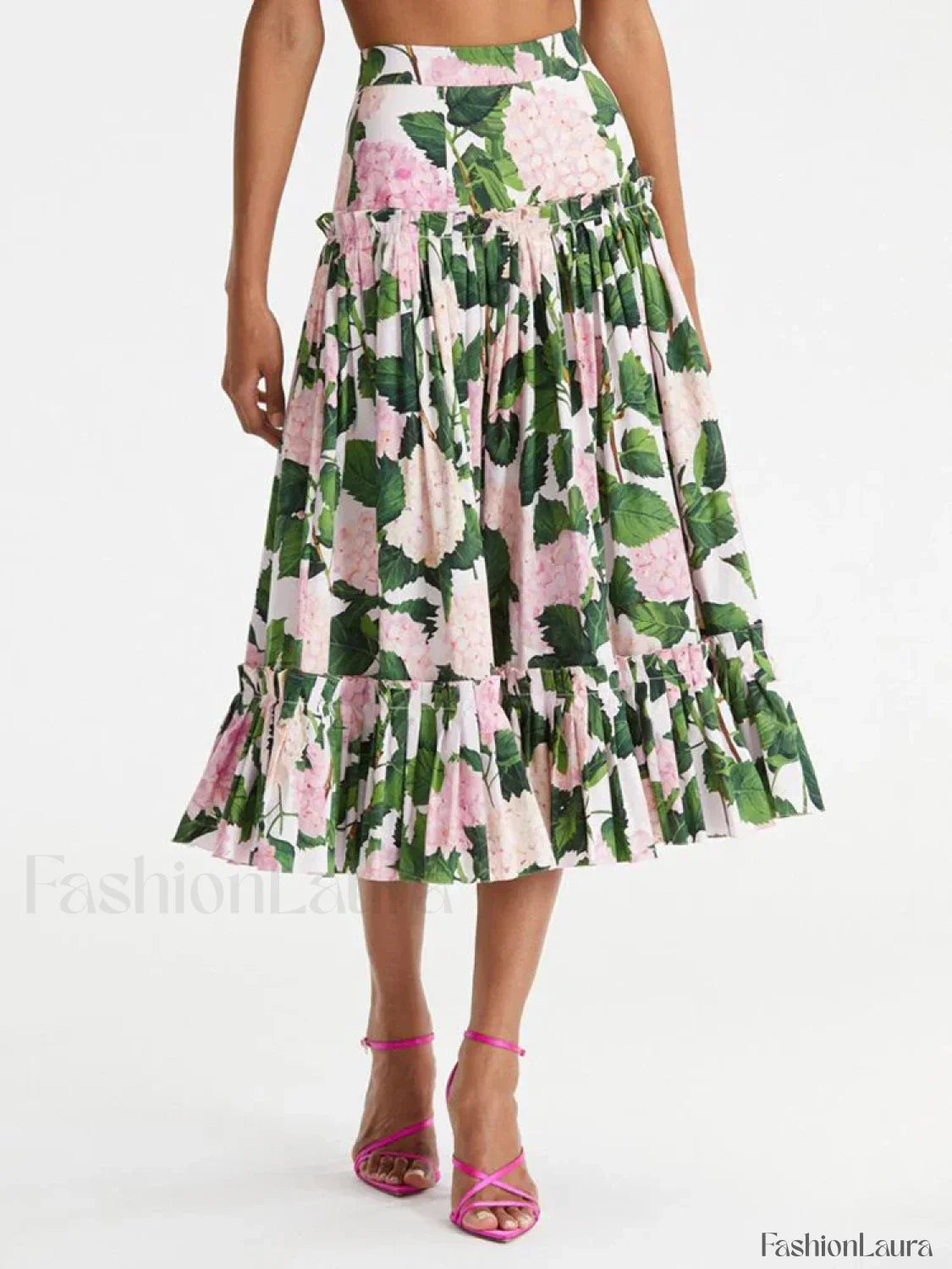 Printed Sleeveless Pleated Skirt Two Piece Set