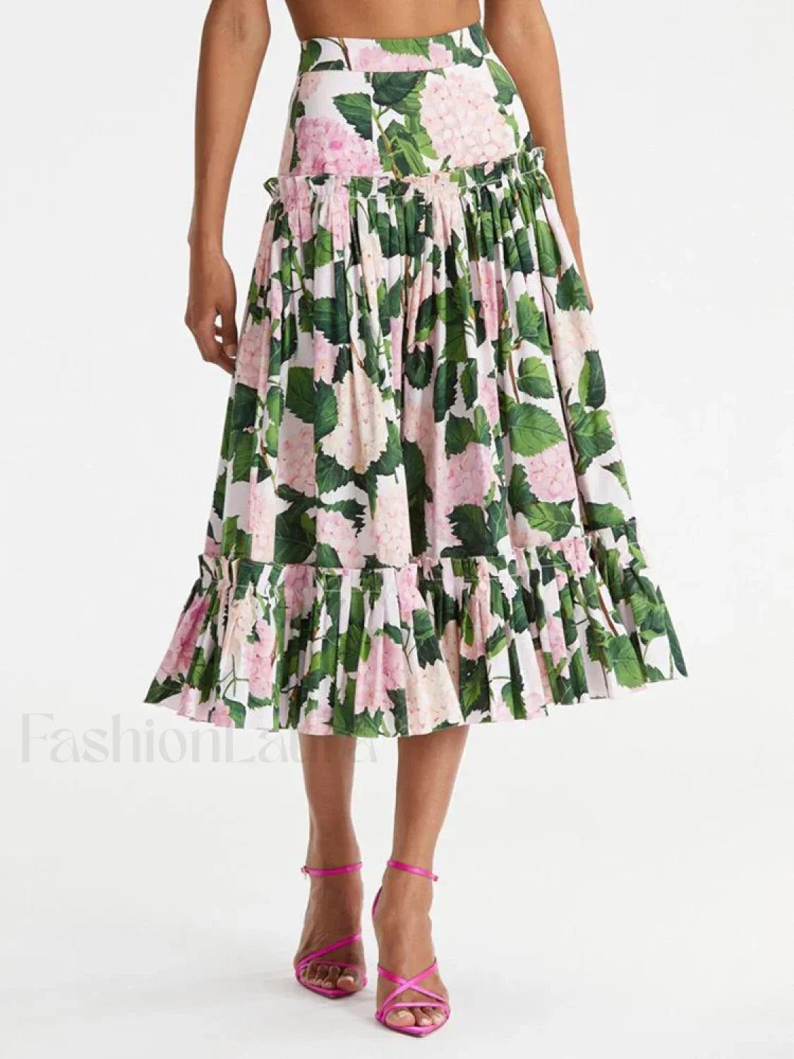 Printed Sleeveless Pleated Skirt Two Piece Set
