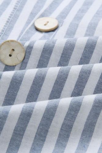 Printed Striped Pocket Single Breasted Jumpsuit