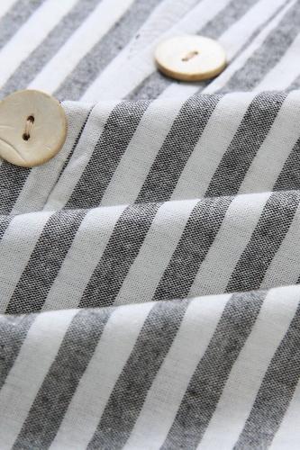 Printed Striped Pocket Single Breasted Jumpsuit