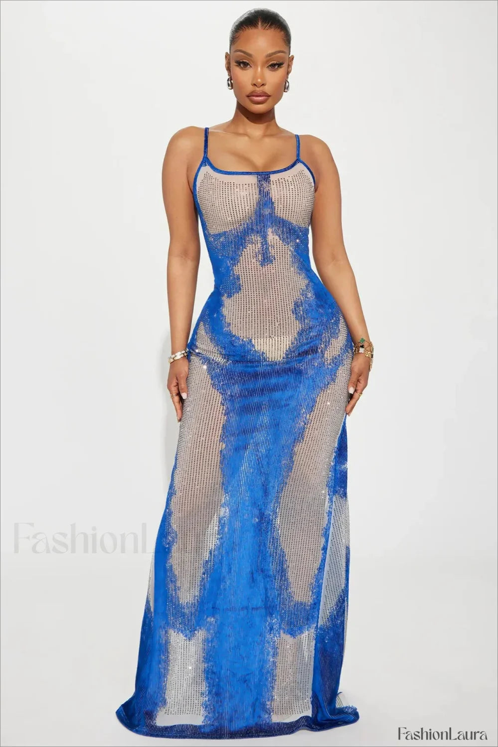 Printed Suspender Sexy Long Maxi Dress