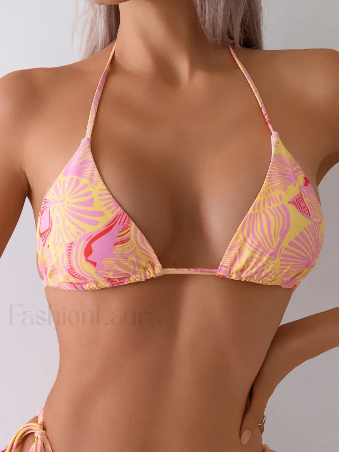 Printed Triangle String Bikini Set
