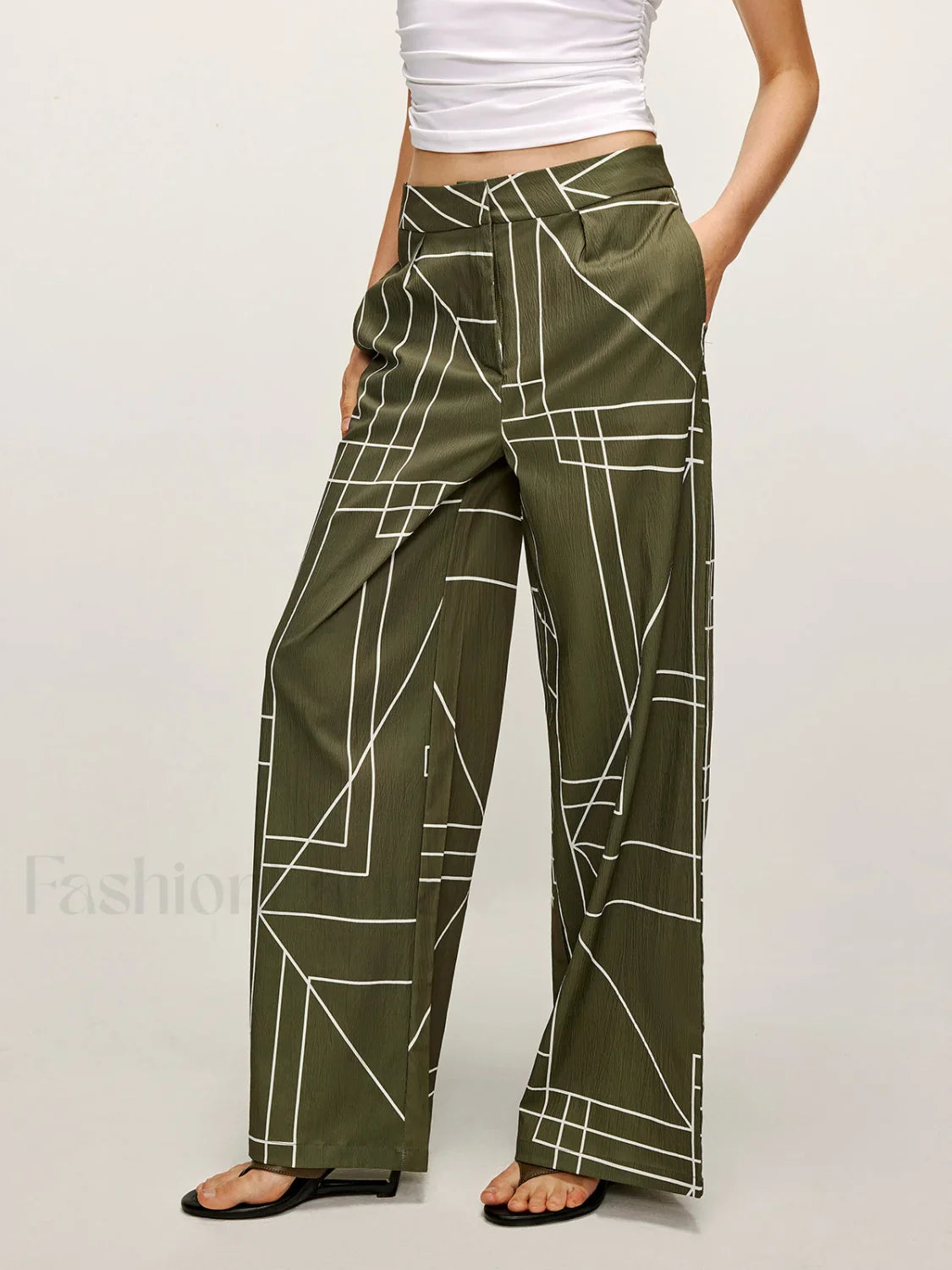 Printed Wide-Leg Pants