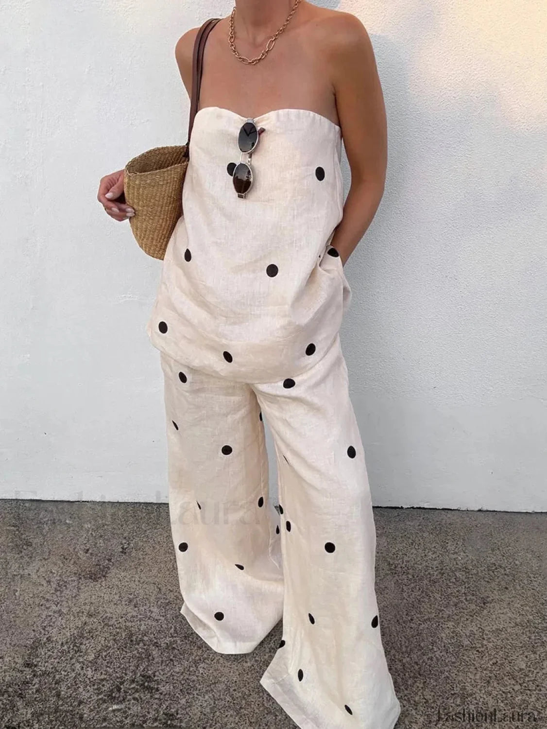 Printing Backless Sleeveless Pants Two Piece Set