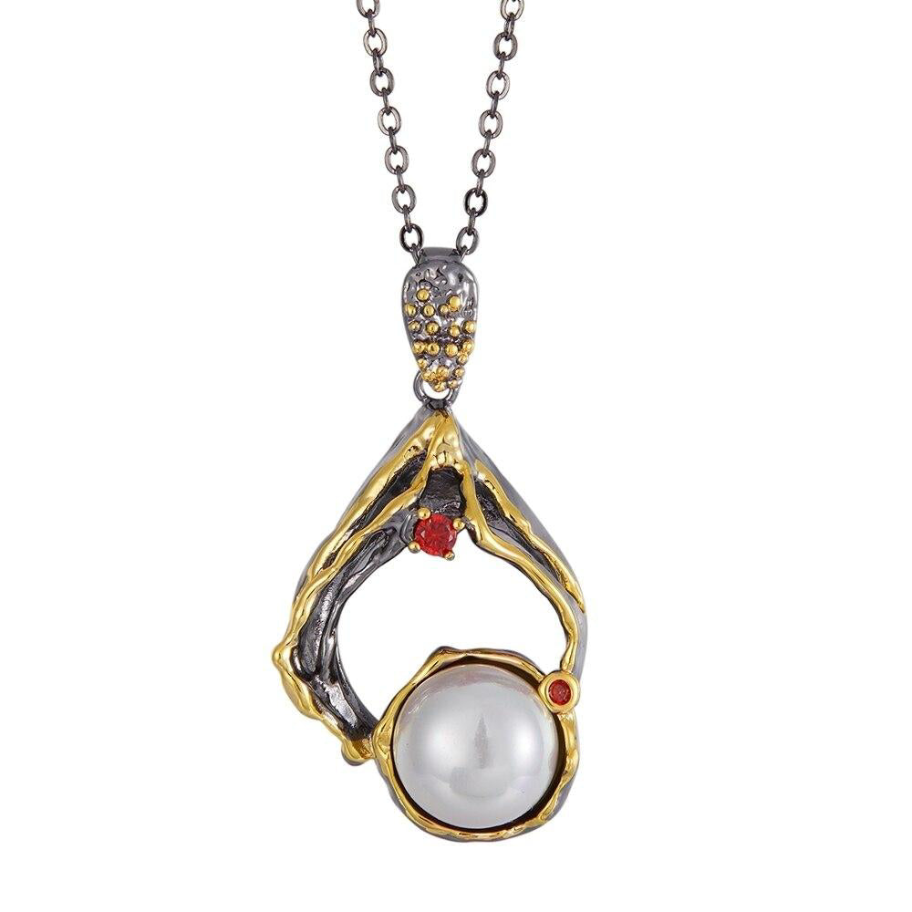 Gothic Hyperbole Geometric with Exaggerated Pearl Woman Earrings