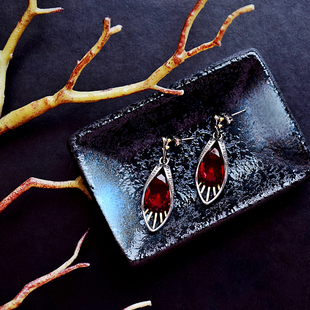 Vintage Geometric Delicate Feminine Red Woman Earrings