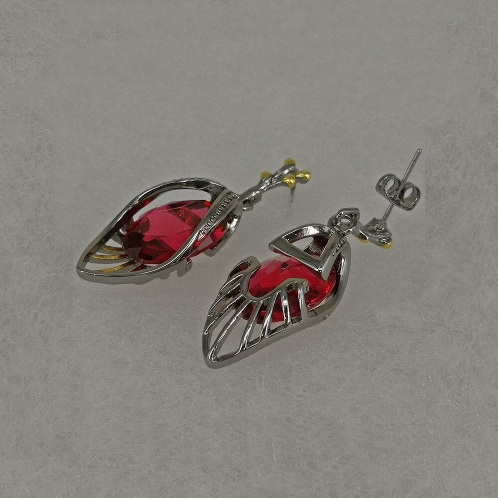 Vintage Geometric Delicate Feminine Red Woman Earrings