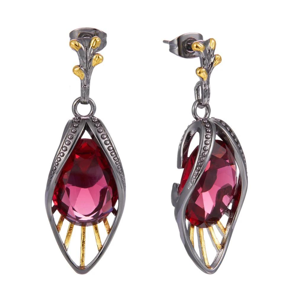 Vintage Geometric Delicate Feminine Red Woman Earrings