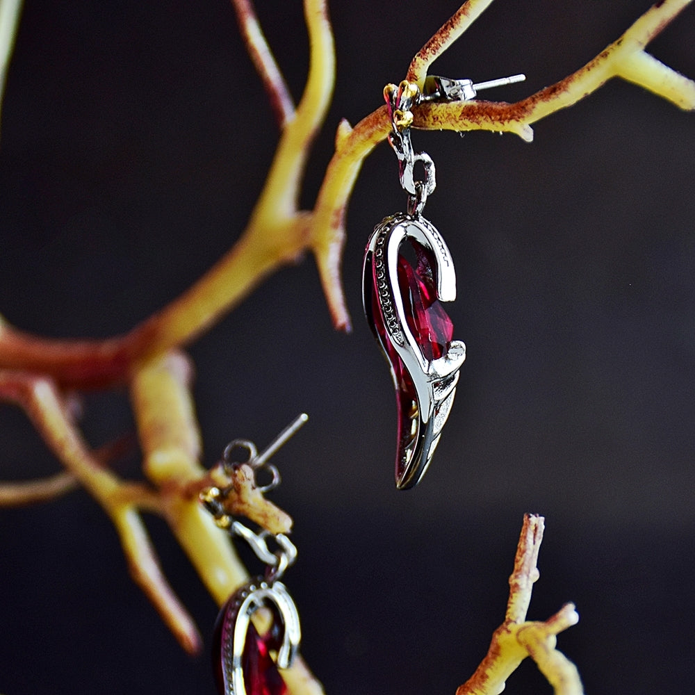 Vintage Geometric Delicate Feminine Red Woman Earrings