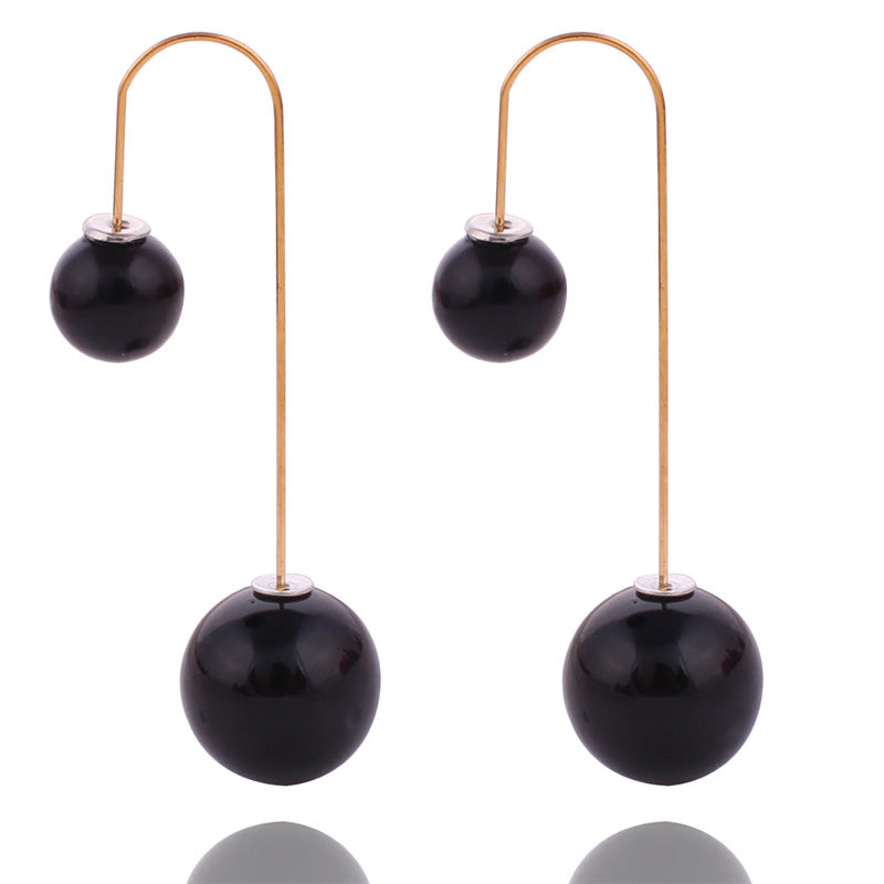 14 Colors Ladies Double Sided Simulated Pearl Stud Earrings