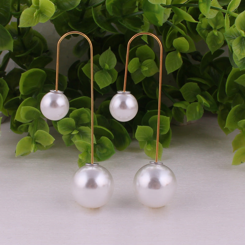 14 Colors Ladies Double Sided Simulated Pearl Stud Earrings
