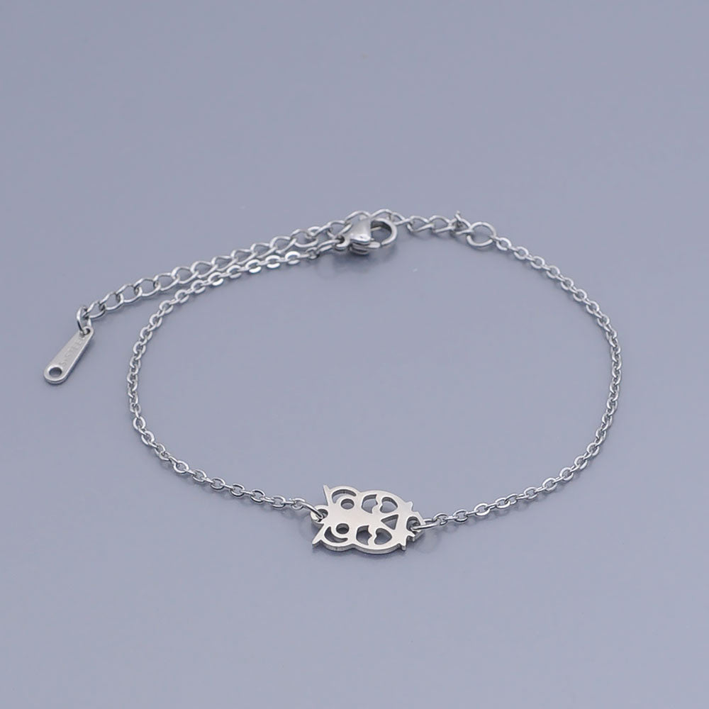 100% Stainless Steel Dainty Wise Owl Charm Bracelet