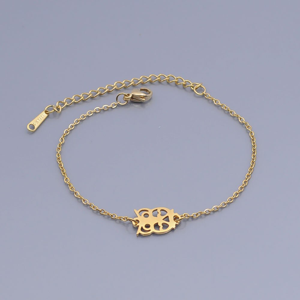 100% Stainless Steel Dainty Wise Owl Charm Bracelet