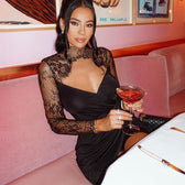 Janele Lace Long Sleeve Ruched Mini Dress 7