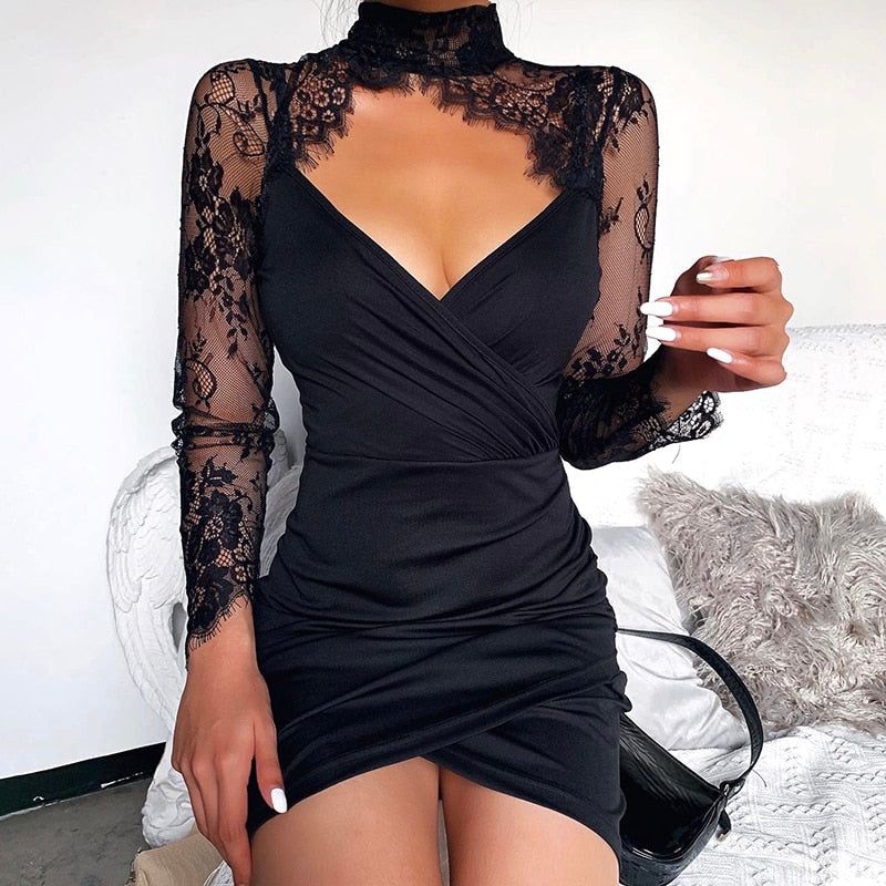 Janele Lace Long Sleeve Ruched Mini Dress 5