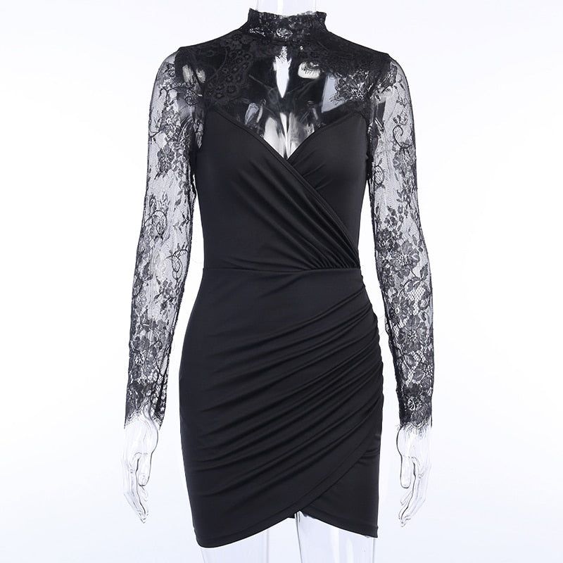 Janele Lace Long Sleeve Ruched Mini Dress 8