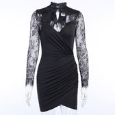 Janele Lace Long Sleeve Ruched Mini Dress 8