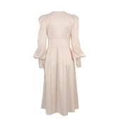 Athenian Lantern Sleeve Satin Midi Dress - View 9