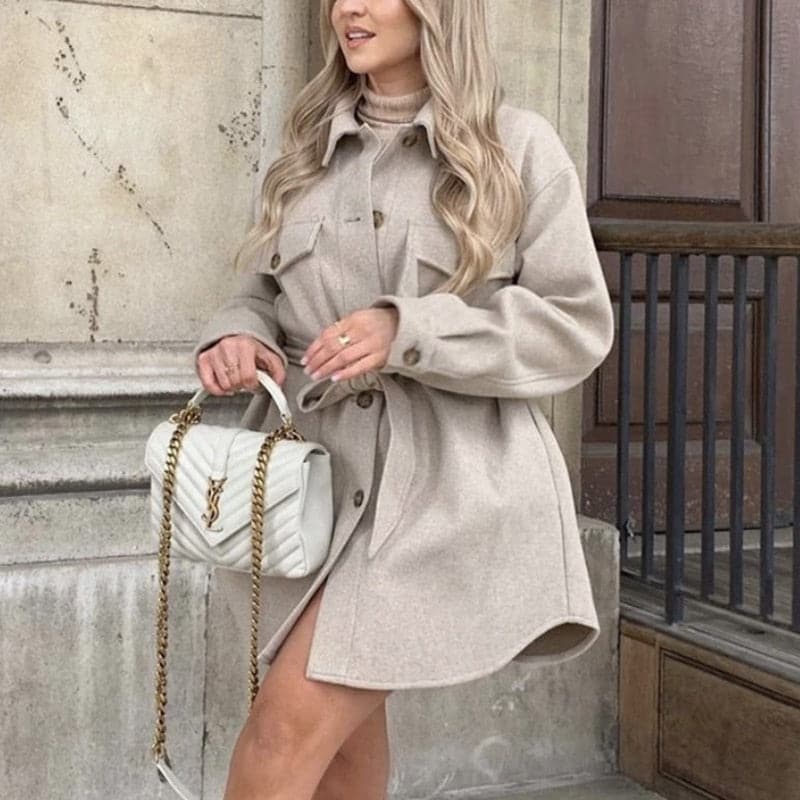 Vintage Woolen Camel Soft Long Coats