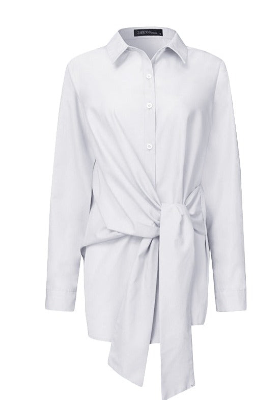 ZANZE SELF-TIE SHIRT - Plus Size