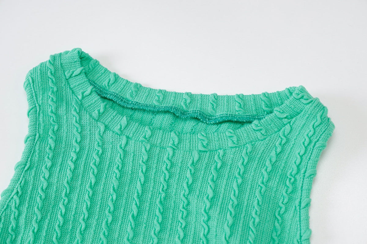 Cable Knit Crew Neck Sleeveless Bodycon Sweater Dress 10