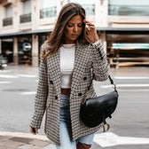 Ladies Notched Collar Plaid Blazer