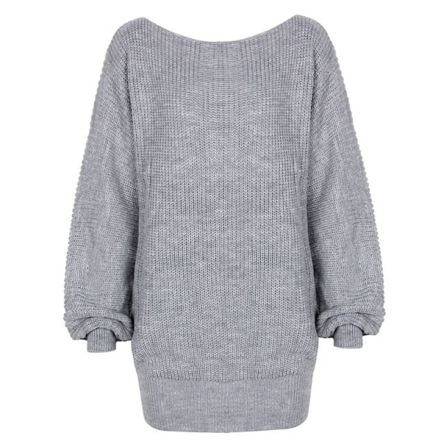 Off Shoulder Lantern Sleeve Oversized Ribbed Knit Sweater Dress 6