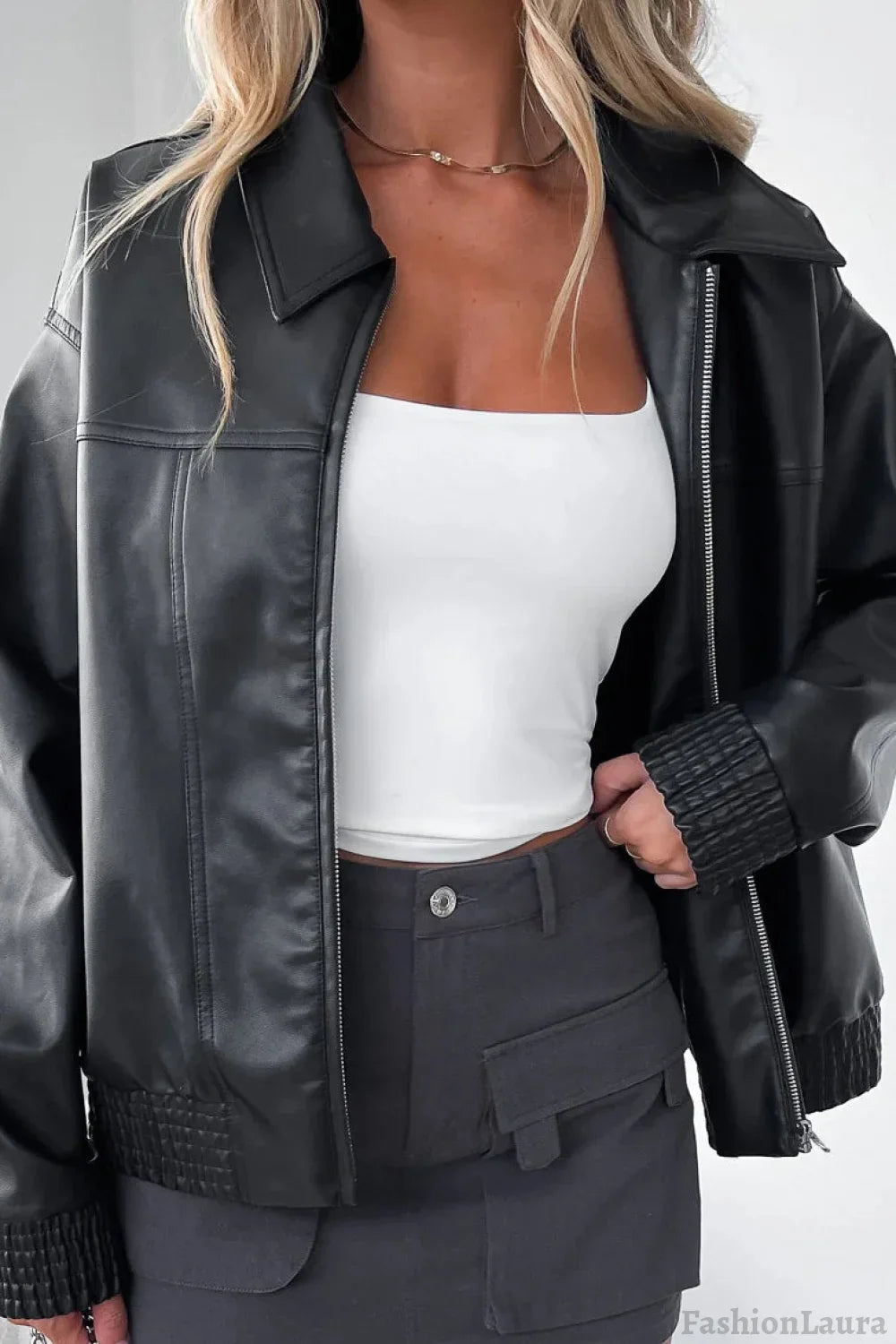 PU Leather Baseball Jacket