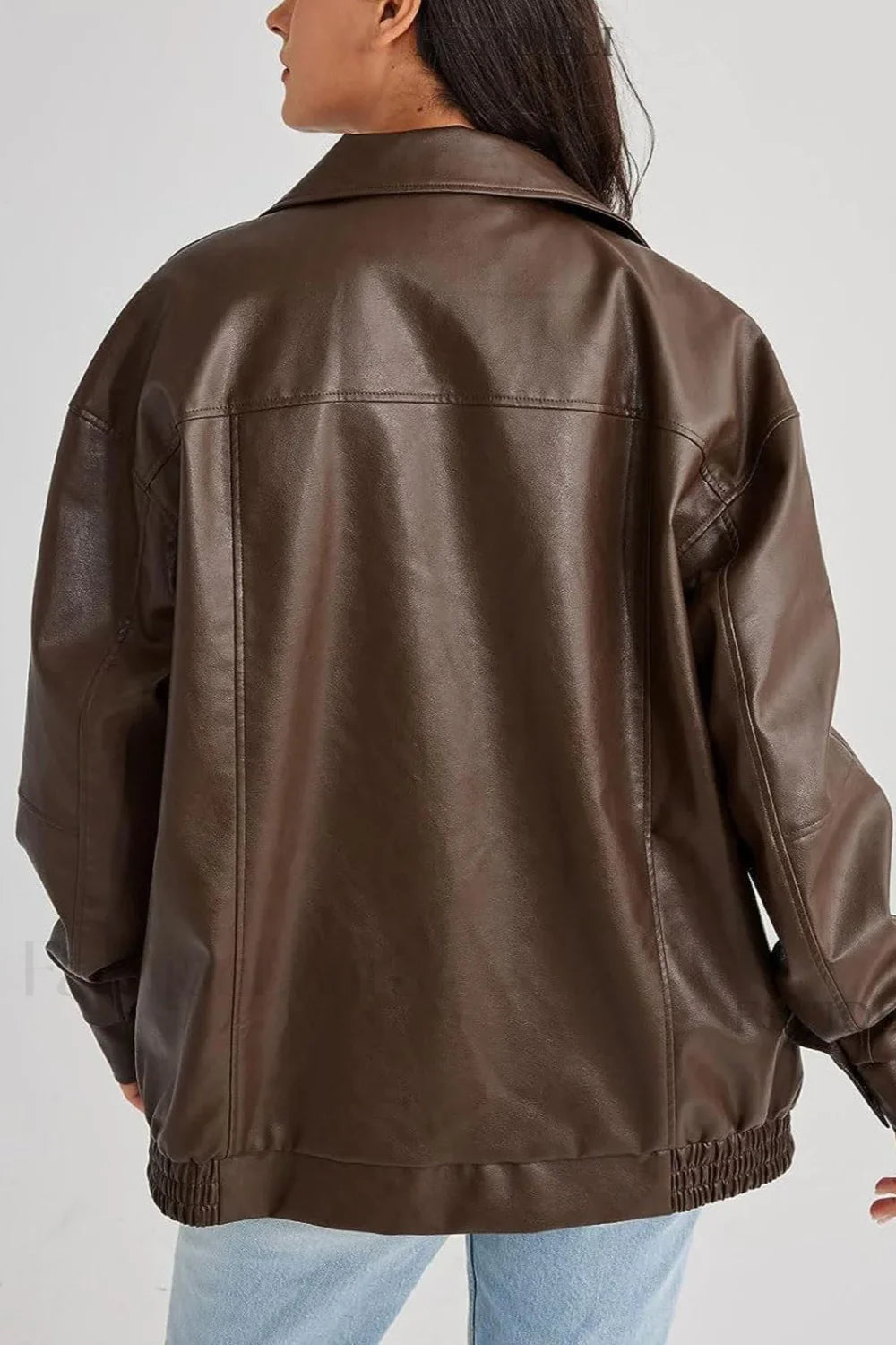 PU Leather Bomber Jacket