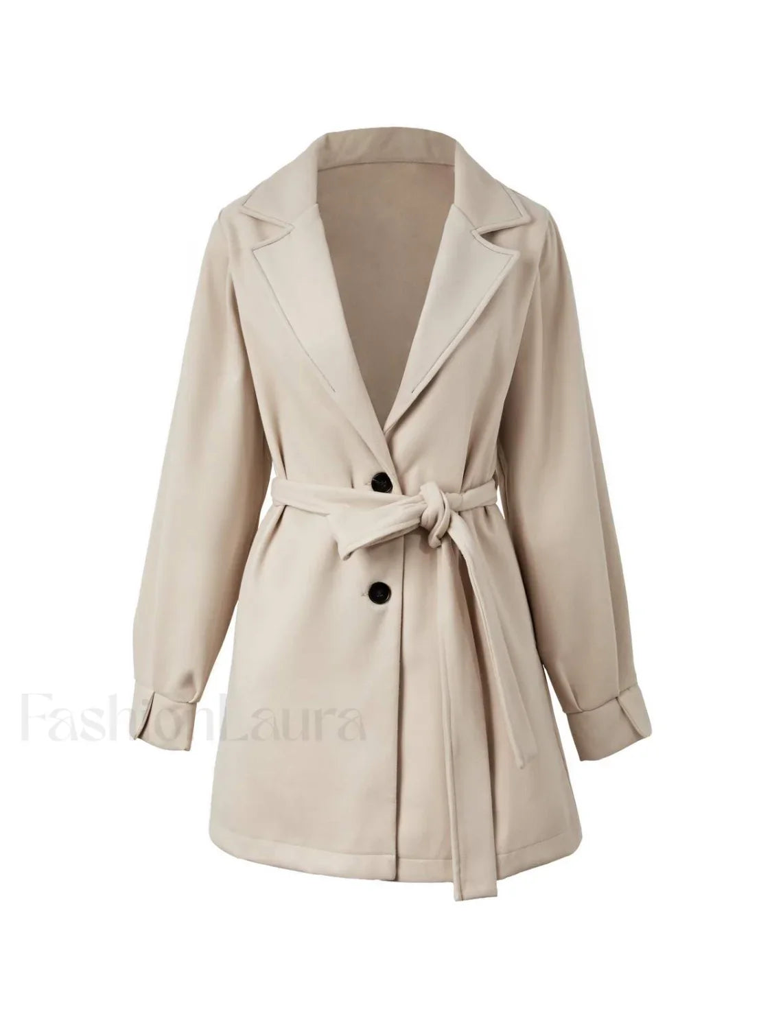 Puff Sleeve Belted Woolen Coat