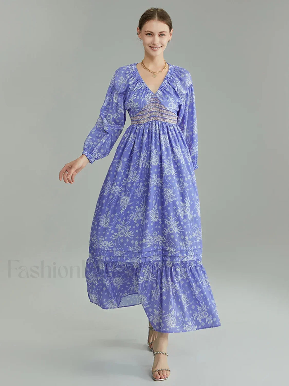 Puff-Sleeve Flowy Boho Dress