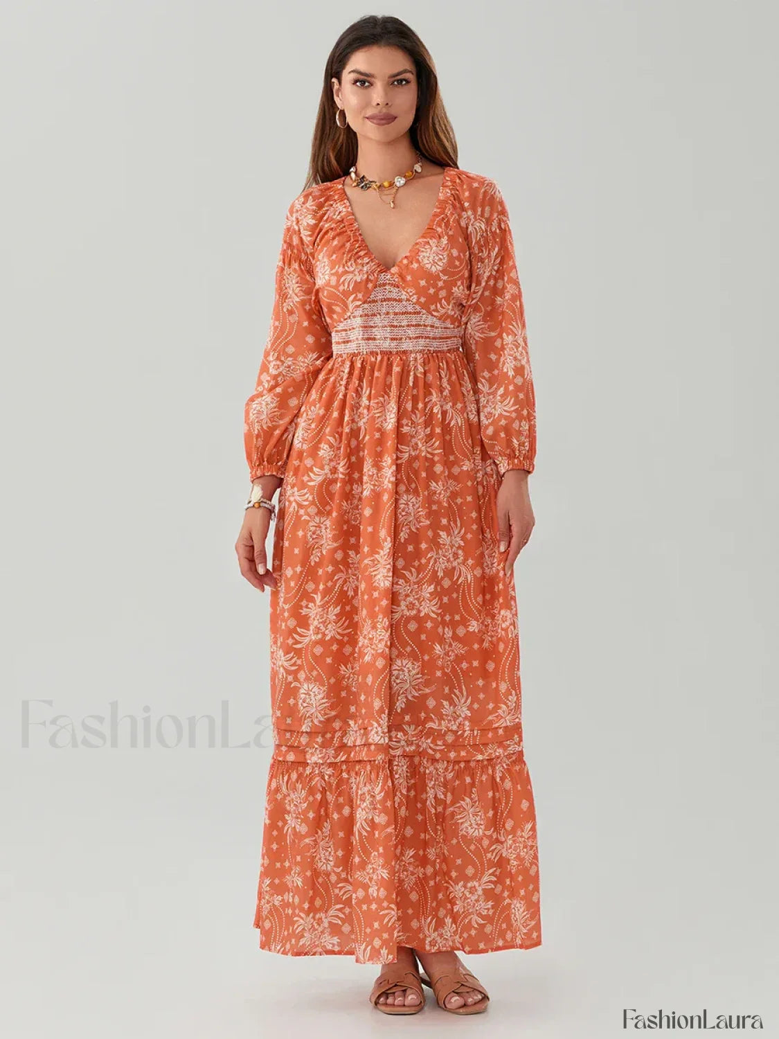 Puff-Sleeve Flowy Boho Dress