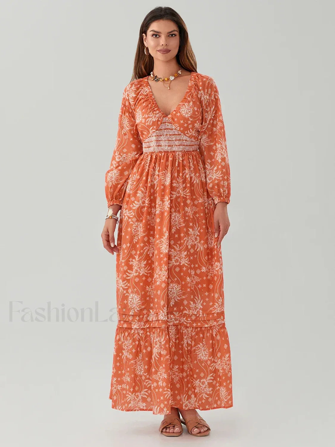 Puff-Sleeve Flowy Boho Dress