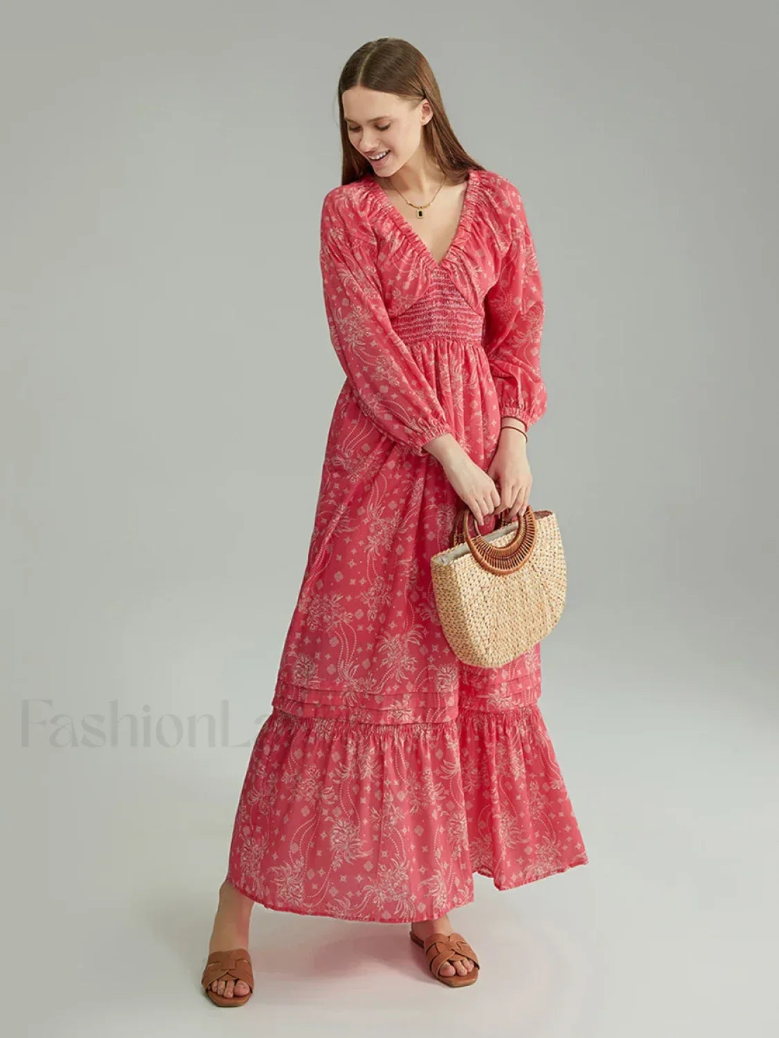Puff-Sleeve Flowy Boho Dress