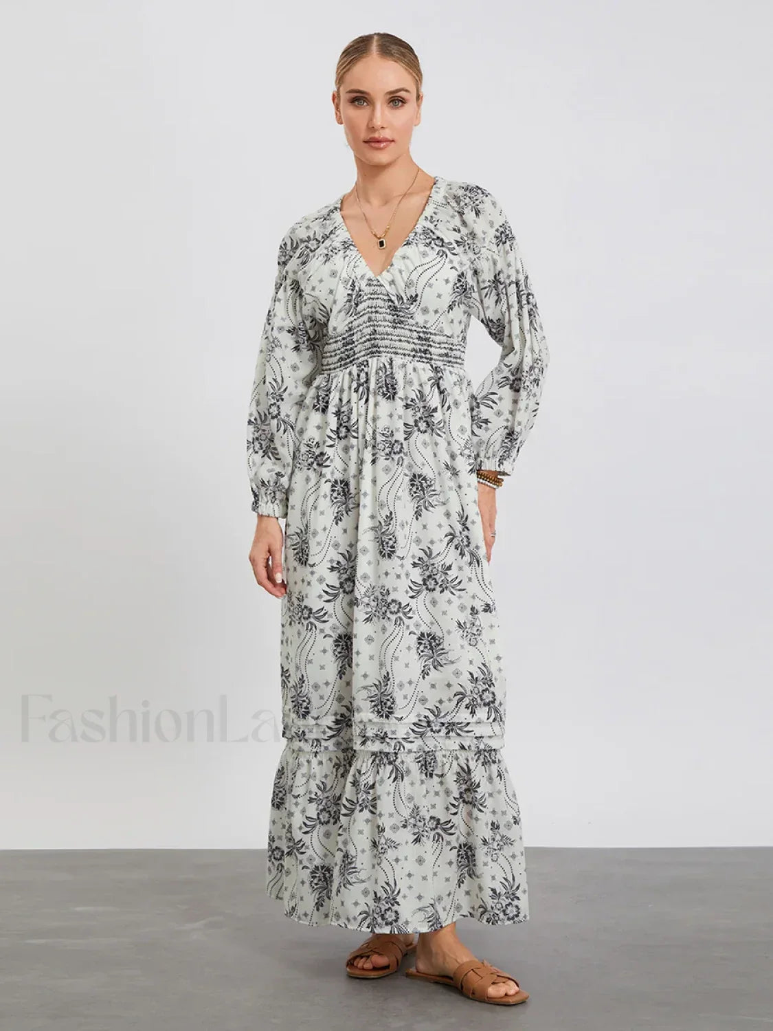 Puff-Sleeve Flowy Boho Dress