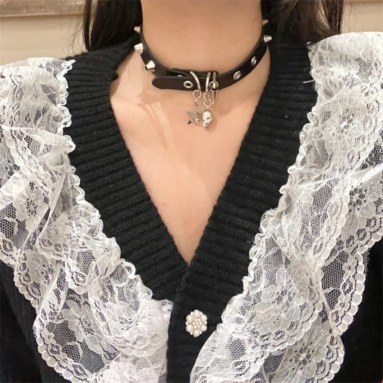 Punk Gothic Skull Pendant Y2K Choker Necklace