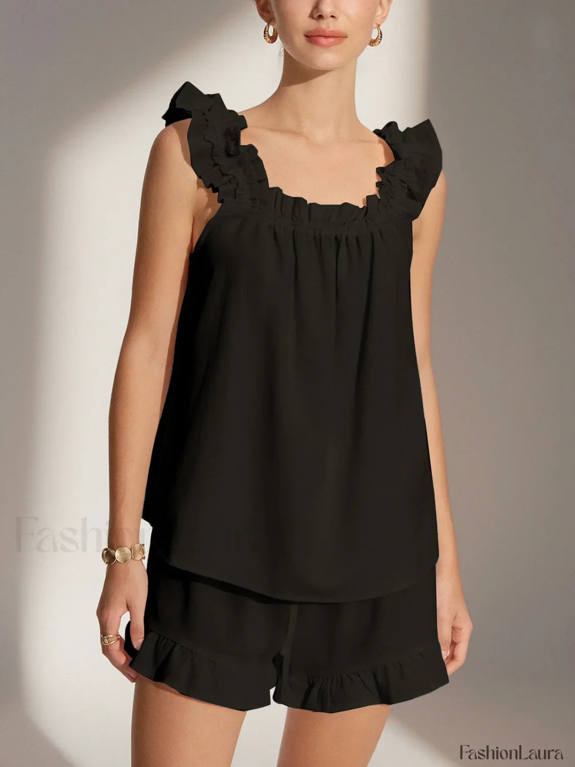 Pure Cotton Ruffle Shorts Set