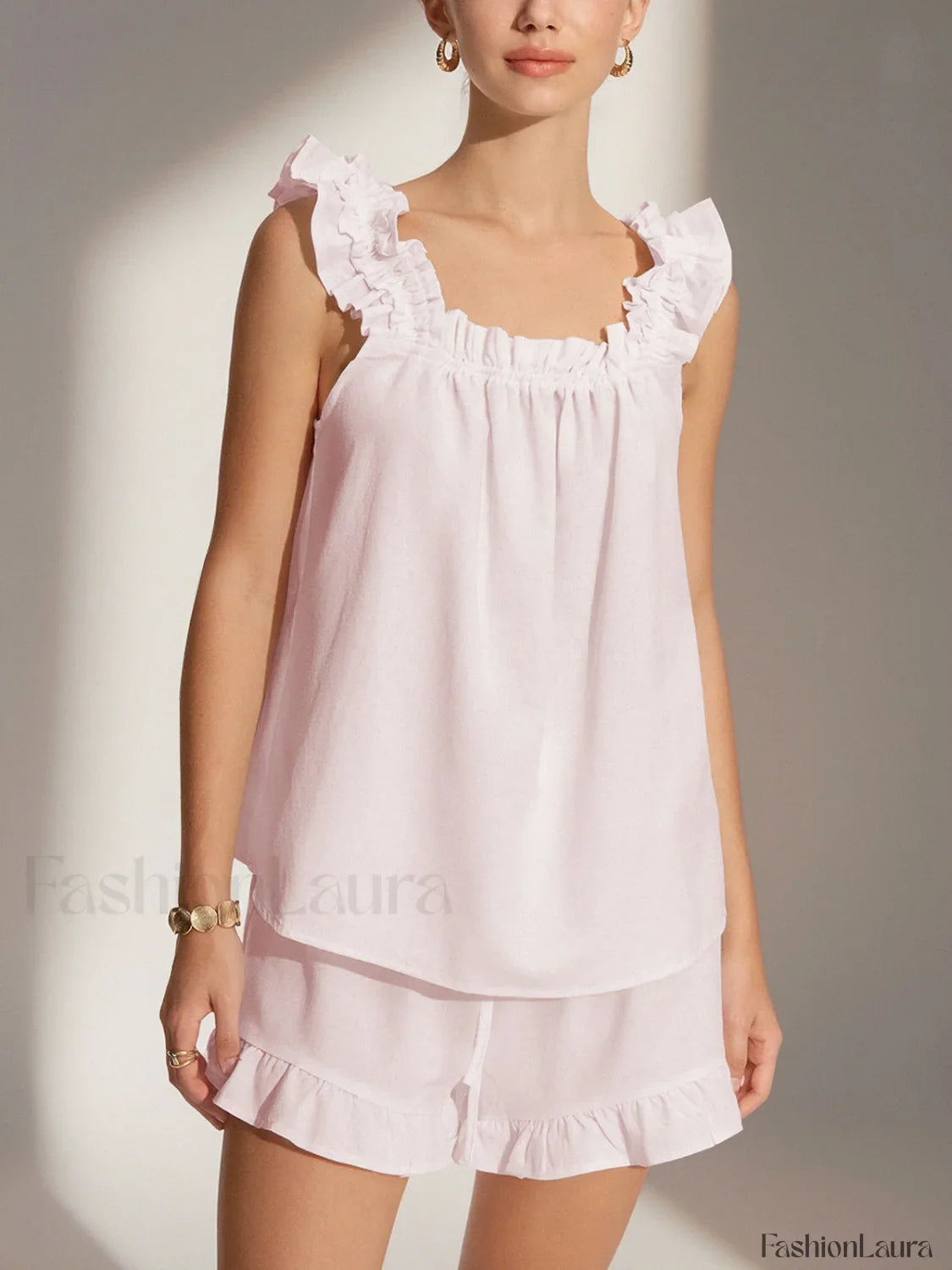 Pure Cotton Ruffle Shorts Set