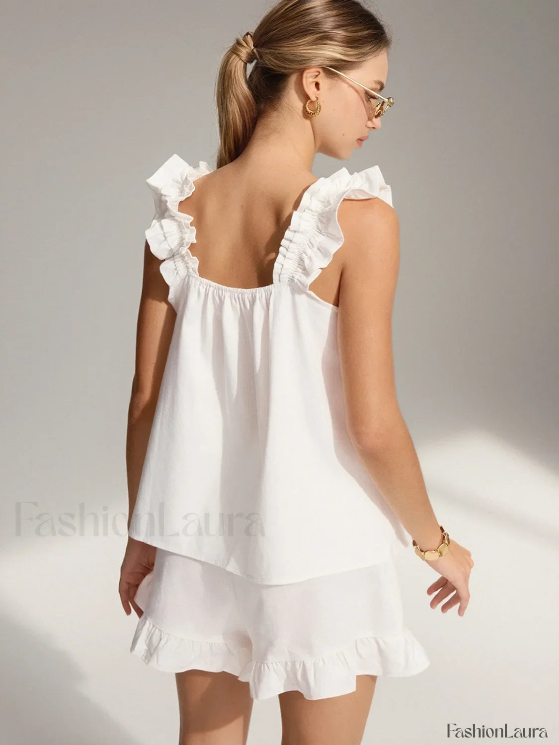 Pure Cotton Ruffle Shorts Set