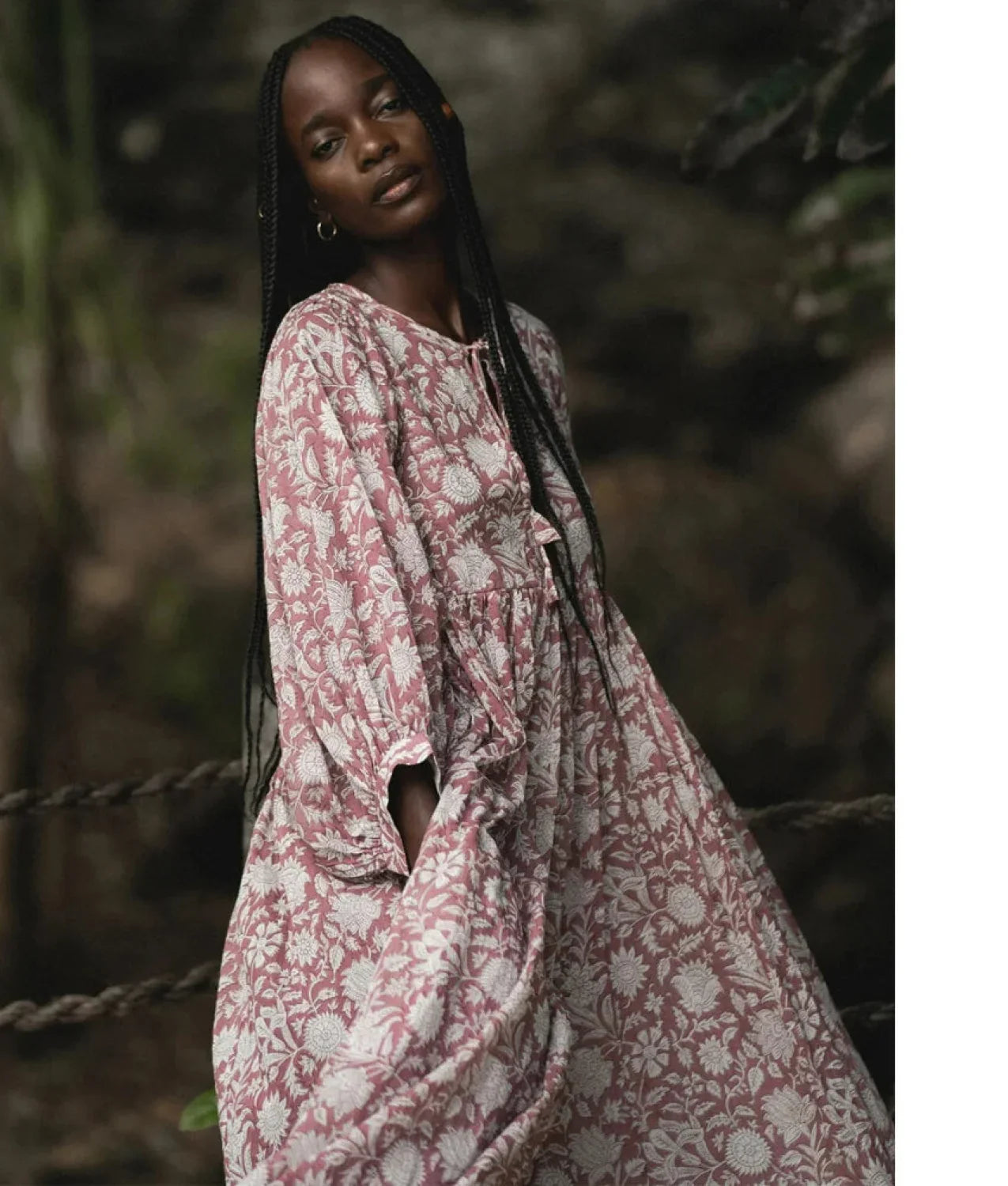 Purple Lantern-Sleeve Boho Dress