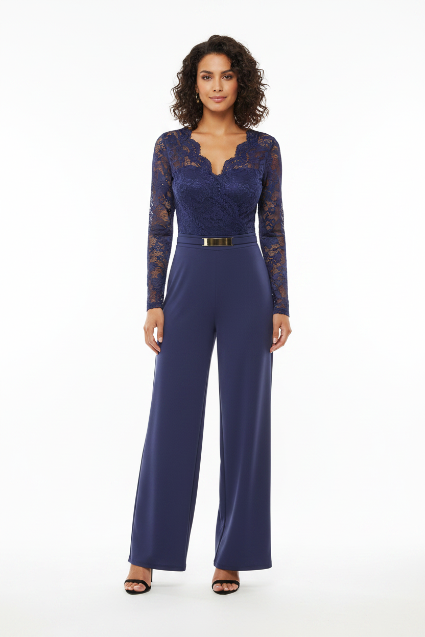 Elegant Professional Women's Jumpsuit with Pockets & Adjustable Straps